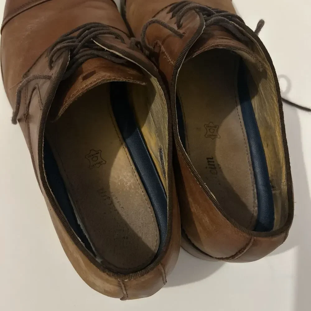 Men's Brown Leather Cap-Toe Dress Shoes